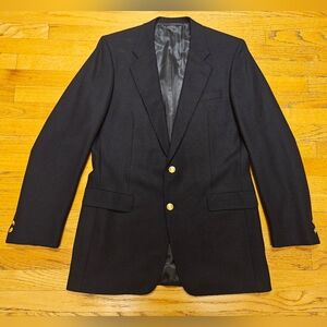 Hickey Freeman Diamond Head Sports Coat Blazer Size 42 XLG Navy Wool